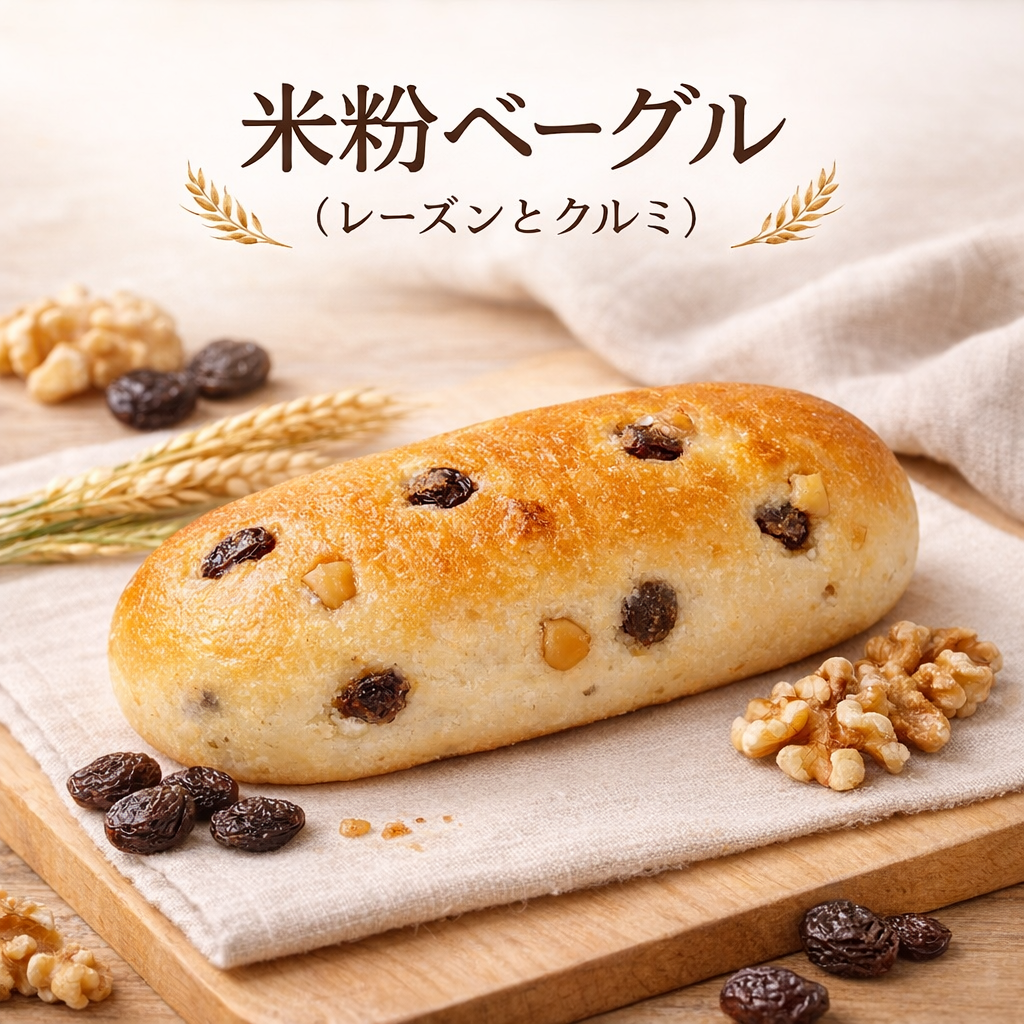 米粉ベーグル【冷凍】(レーズンとクルミ)